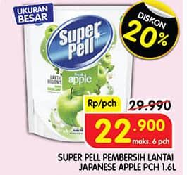 Promo Harga Super Pell Pembersih Lantai Fresh Apple 1600 ml - Superindo