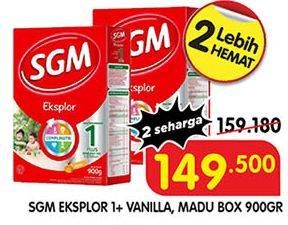Promo Harga SGM Eksplor 1+ Susu Pertumbuhan Madu, Vanila 900 gr - Superindo