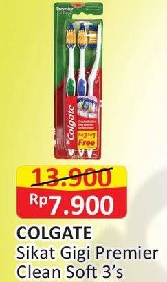 Promo Harga COLGATE Toothbrush Premier Clean Soft 3 pcs - Alfamart