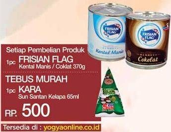 Setiap pembelian produk frisian flag 370g, tebus murah 1 pc sun kara santan kelapa 65ml