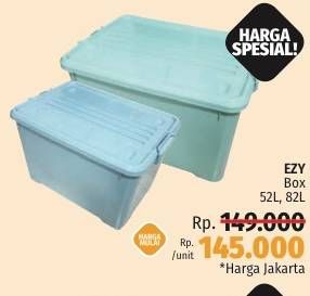 Promo Harga EZY Box Container Clear, Titanium 52000 ml - LotteMart
