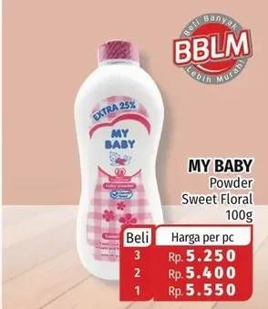 Promo Harga MY BABY Baby Powder Sweet Floral 100 gr - Lotte Grosir