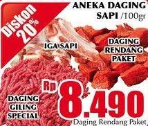 Promo Harga Aneka Daging Sapi : Iga Sapi, Daging Rendang Paket, Daging Giling Spesial / 100gr  - Giant