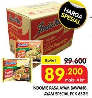 Promo Harga INDOMIE Mi Kuah Ayam Bawang, Ayam Spesial per 40 pcs 69 gr - Superindo