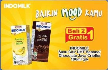 Promo Harga INDOMILK Susu UHT Pisang, Chocolate Java Criollo 190 ml - Indomaret