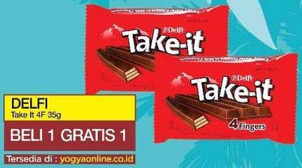 Promo Harga DELFI Take It Wafer 4 Fingers 35 gr - Yogya