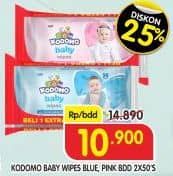 Promo Harga Kodomo Baby Wipes Classic Blue, Rice Milk Pink 50 pcs - Superindo