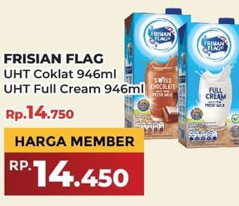 Promo Harga Frisian Flag Susu UHT Purefarm Full Cream, Swiss Chocolate 946 ml - Yogya