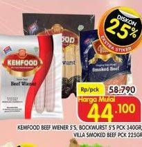 Promo Harga KEMFOOD Beef Wiener, Bockwurst/ VILLA Smoked Beef  - Superindo