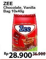Promo Harga ZEE Susu Bubuk Chocolate, Vanilla per 10 sachet 40 gr - Alfamart