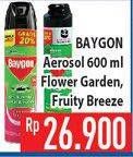 Promo Harga BAYGON Insektisida Spray Flower Garden, Fruity Breeze 600 ml - Hypermart