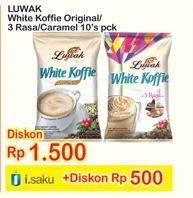 Promo Harga Luwak White Koffie Original, 3 Rasa, Caramel 10 pcs - Indomaret