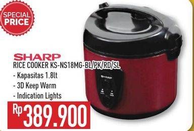 Promo Harga SHARP KS-N18MG | Rice Cooker 1.8ltr BL, PK, RD, SL  - Hypermart