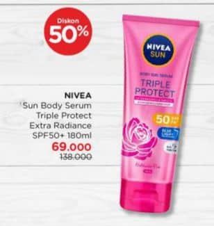 Promo Harga Nivea Sun Body Serum Triple Protect SPF50 PA+ 180 ml - Watsons
