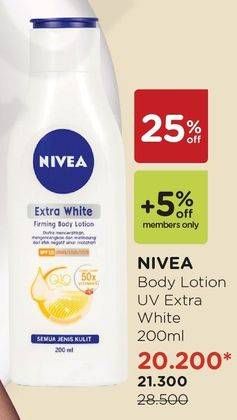 Promo Harga NIVEA Body Lotion UV Extra Whitening 200 ml - Watsons
