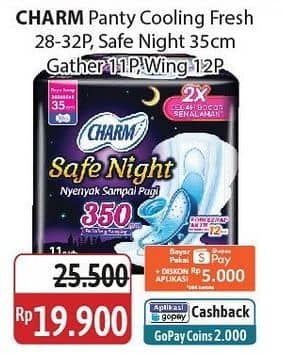 Promo Harga Charm Pantyliner Cooling Fresh/Charm Safe Night   - Alfamidi