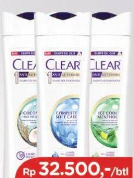 Promo Harga CLEAR Shampoo Complete Soft Care, Ice Cool Menthol, Coconut Rice Freshness 300 ml - TIP TOP