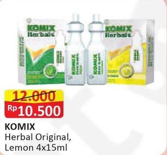 Promo Harga KOMIX Herbal Obat Batuk Original, Lemon per 4 pcs 15 ml - Alfamart