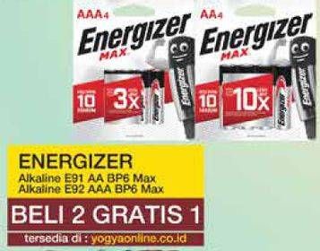 Promo Harga Energizer Battery Alkaline Max AA E91, AAA E92 6 pcs - Yogya