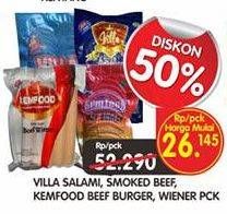 Promo Harga VILLA / KEMFOOD Beef Burger / Wiener  - Superindo
