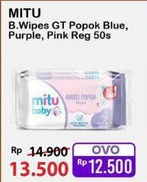 Promo Harga Mitu Baby Wipes Ganti Popok Blue Charming Lily, Pink Sweet Rose, Purple Playful Fressia 50 pcs - Alfamart