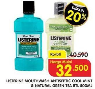 Promo Harga LISTERINE Mouthwash Antiseptic Cool Mint, Green Tea 500 ml - Superindo
