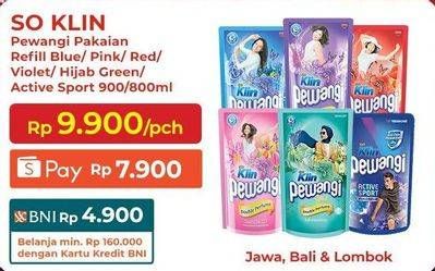 Promo Harga So Klin Pewangi Comfort Blue, Romantic Pink, Energetic Red, Exotic Purple, Hijab Refreshing Green, Active Sport 800 ml - Indomaret