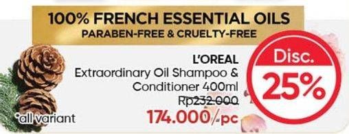 Promo Harga LOREAL Extraordinary Oil Premium Shampoo/LOREAL Extraordinary Oil Premium Conditioner  - Guardian