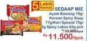 SEDAAP Mie Korean Spicy Soup/ Ayam Bawang/ Kari Spesial/ Laksa 5s