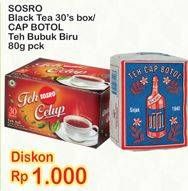 Promo Harga SOSRO Teh Celup Black Tea / CAP BOTOL Teh Bubuk Biru 80gr  - Indomaret