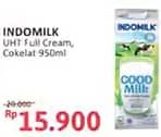 Promo Harga Indomilk Susu UHT Full Cream Plain, Cokelat 950 ml - Alfamidi