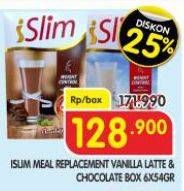 Promo Harga Islim Meal Replacement Vanilla Latte, Chocolate per 6 sachet 54 gr - Superindo