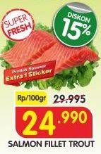 Promo Harga Salmon Fillet Trout per 100 gr - Superindo