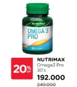 Promo Harga Nutrimax Omega 3 Pro 30 pcs - Watsons