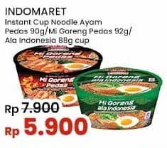 Promo Harga Indomaret Instant Cup Noodle Ayam Pedas, Mie Goreng Pedas, Ala Indonesia 88 gr - Indomaret