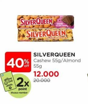 Promo Harga Silver Queen Chocolate Almonds, Cashew 58 gr - Watsons