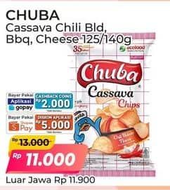 Promo Harga Chuba Cassava Chips Sambal Balado, BBQ, Keju 125 gr - Alfamart