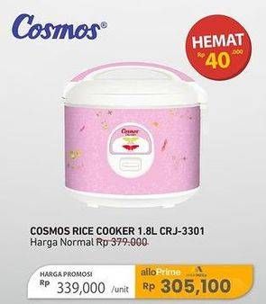 Promo Harga Cosmos CRJ 3301 | Rice Cooker 1800 ml - Carrefour