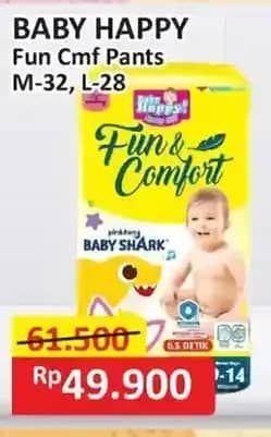 Promo Harga Baby Happy Baby Diapers Pants Fun & Comfort M32, L28 28 pcs - Alfamart