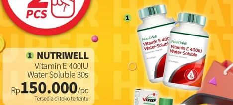 Promo Harga Nutriwell Vitamin E 400IU Water Soluble 30 pcs - Guardian