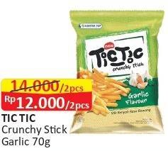 Promo Harga TIC TIC Snack Crunchy Stick Garlic / Bawang 70 gr - Alfamart