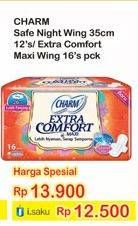 Promo Harga CHARM Safe Night Wing 35cm 12s / Extra Comfort Maxi Wing 16s  - Indomaret