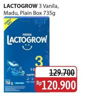 Promo Harga Lactogrow 3 Susu Pertumbuhan Plain, Vanila, Madu 750 gr - Alfamidi