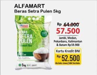 Promo Harga Alfamart Beras Setra Pulen 5000 gr - Alfamart