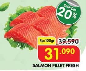 Promo Harga Salmon Fillet per 100 gr - Superindo