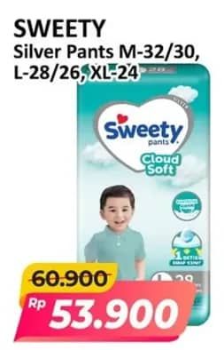 Promo Harga Sweety Silver Pants M32, M30, L28, L26, XL24 24 pcs - Alfamart