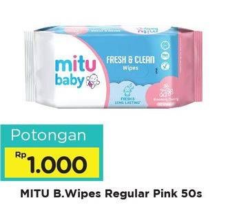 Promo Harga MITU Baby Wipes Pink 50 pcs - Alfamart