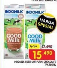 Promo Harga Indomilk Susu UHT Full Cream Plain, Cokelat 950 ml - Superindo