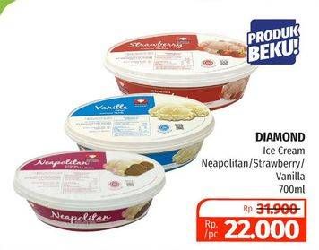 Promo Harga DIAMOND Ice Cream Neapolitan, Stroberi, Vanila 700 ml - Lotte Grosir