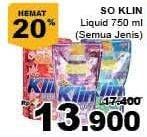 Promo Harga SO KLIN Liquid Detergent All Variants 750 ml - Giant